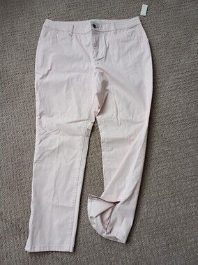 Talbots Peach Cotton Pants With Zipper Hems - 14p - NWT